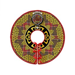 ScotsTee Shop Scottish Pollock Weathered Clan Crest Tartan Christmas Tree Skirt Golden Celtic Heritage