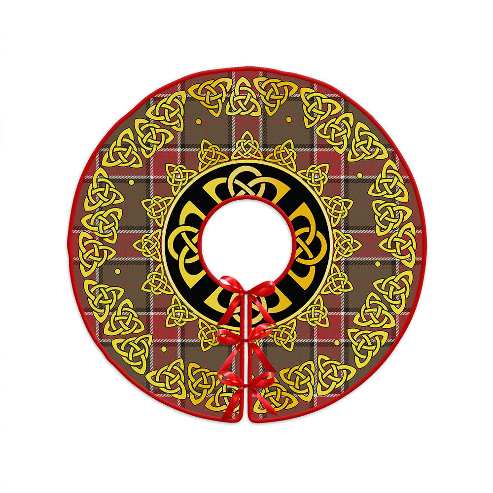 ScotsTee Shop Scottish Pollock Weathered Clan Crest Tartan Christmas Tree Skirt Golden Celtic Heritage