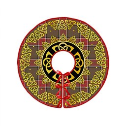 ScotsTee Shop Scottish Pollock Weathered Clan Crest Tartan Christmas Tree Skirt Golden Celtic Heritage