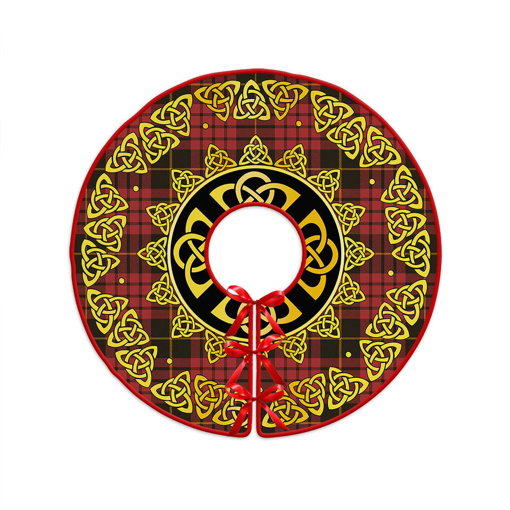 ScotsTee Shop Scottish MacQueen Weathered Clan Crest Tartan Christmas Tree Skirt Golden Celtic Heritage