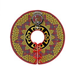 ScotsTee Shop Scottish MacKinnon Weathered Clan Crest Tartan Christmas Tree Skirt Golden Celtic Heritage