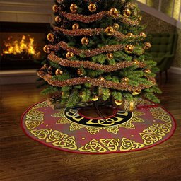 ScotsTee Shop Scottish MacQuarrie (MacGuarie) Weathered Clan Crest Tartan Christmas Tree Skirt Golden Celtic Heritage