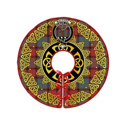 ScotsTee Shop Scottish MacPhail Weathered Clan Crest Tartan Christmas Tree Skirt Golden Celtic Heritage