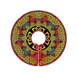 ScotsTee Shop Scottish MacPhail Weathered Clan Crest Tartan Christmas Tree Skirt Golden Celtic Heritage
