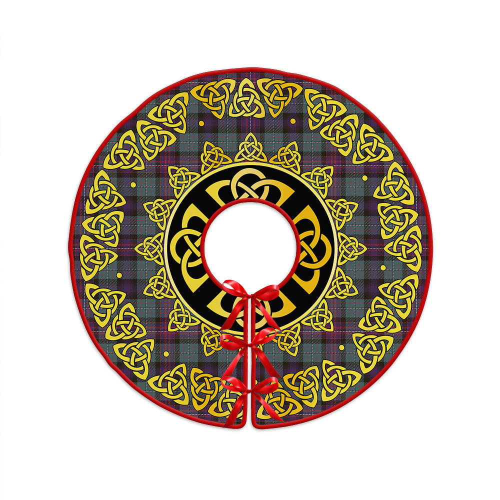 ScotsTee Shop Scottish Rankin (Dalgliesh) Weathered Clan Crest Tartan Christmas Tree Skirt Golden Celtic Heritage