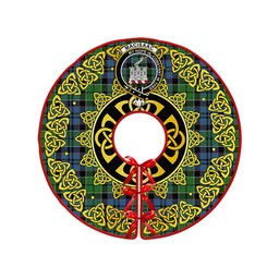 ScotsTee Shop Scottish MacIsaac Modern Clan Crest Tartan Christmas Tree Skirt Golden Celtic Heritage
