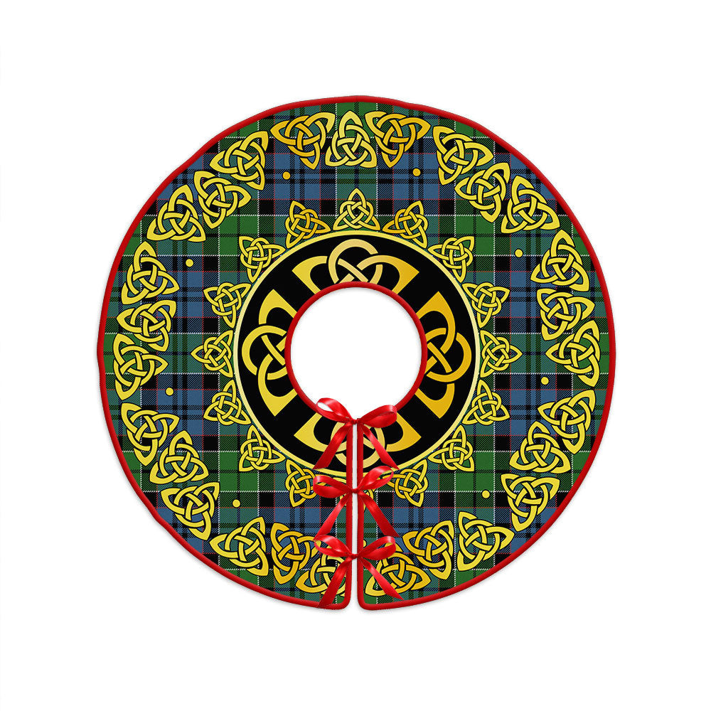 ScotsTee Shop Scottish MacIsaac Modern Clan Crest Tartan Christmas Tree Skirt Golden Celtic Heritage