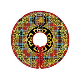 ScotsTee Shop Scottish MacTavish Weathered Clan Crest Tartan Christmas Tree Skirt Golden Celtic Heritage