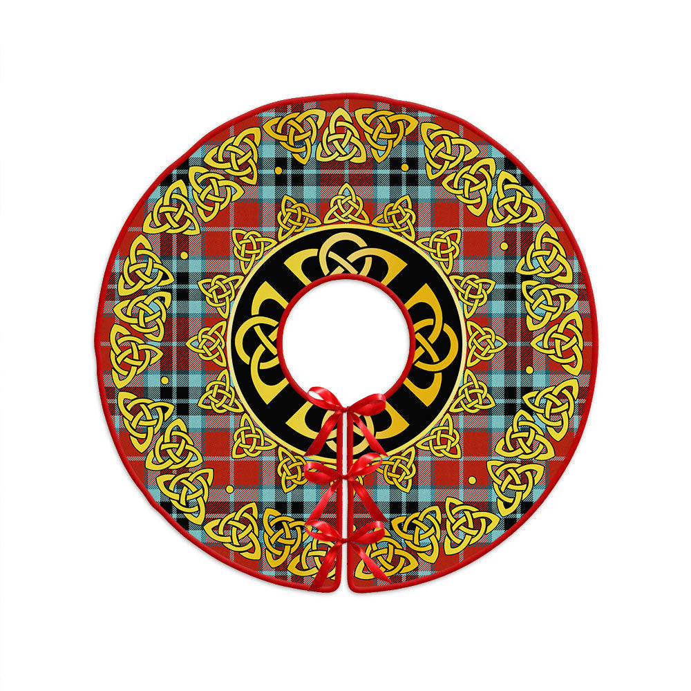 ScotsTee Shop Scottish MacTavish Weathered Clan Crest Tartan Christmas Tree Skirt Golden Celtic Heritage