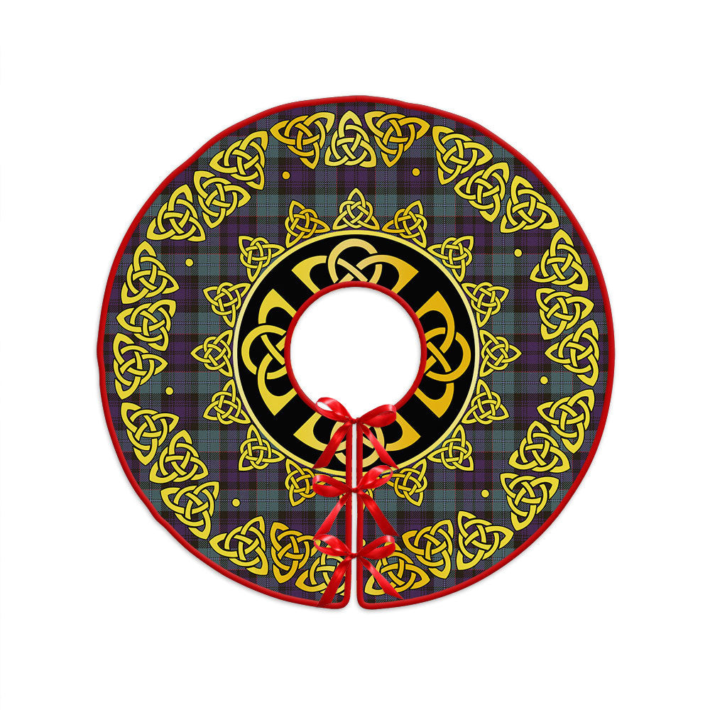 ScotsTee Shop Scottish Sempill (Semple) Weathered Clan Crest Tartan Christmas Tree Skirt Golden Celtic Heritage