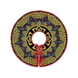 ScotsTee Shop Scottish Sempill (Semple) Weathered Clan Crest Tartan Christmas Tree Skirt Golden Celtic Heritage