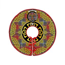 ScotsTee Shop Scottish MacLeay Weathered Clan Crest Tartan Christmas Tree Skirt Golden Celtic Heritage