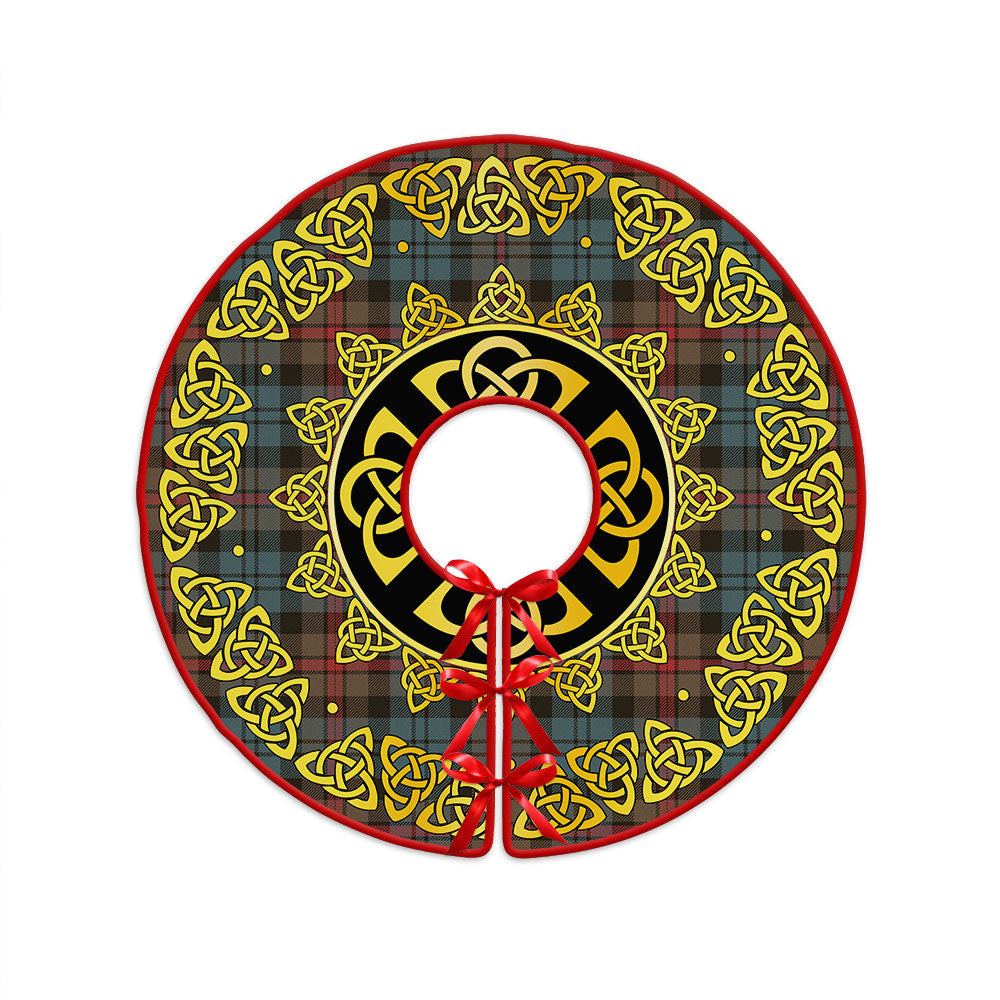 ScotsTee Shop Scottish MacKinlay Weathered Clan Crest Tartan Christmas Tree Skirt Golden Celtic Heritage