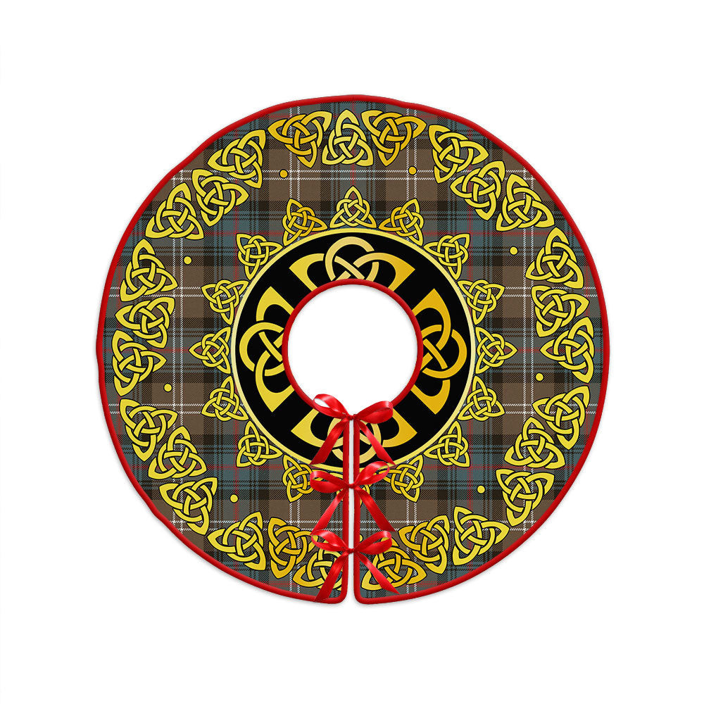ScotsTee Shop Scottish Sutherland Weathered Clan Crest Tartan Christmas Tree Skirt Golden Celtic Heritage