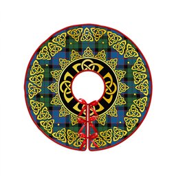 ScotsTee Shop Scottish MacWilliam (Williamson) Modern Clan Crest Tartan Christmas Tree Skirt Golden Celtic Heritage
