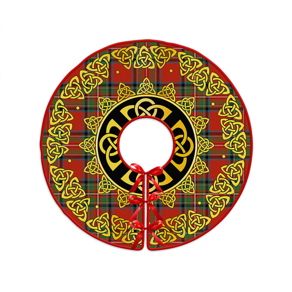 ScotsTee Shop Scottish Stewart Royal (Royal Stewart) Ancient Clan Crest Tartan Christmas Tree Skirt Golden Celtic Heritage