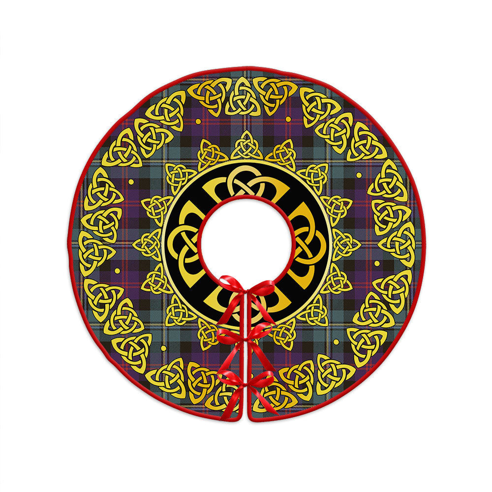 ScotsTee Shop Scottish Malcolm Weathered Clan Crest Tartan Christmas Tree Skirt Golden Celtic Heritage