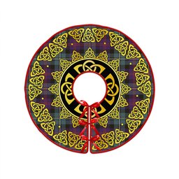 ScotsTee Shop Scottish Malcolm Weathered Clan Crest Tartan Christmas Tree Skirt Golden Celtic Heritage