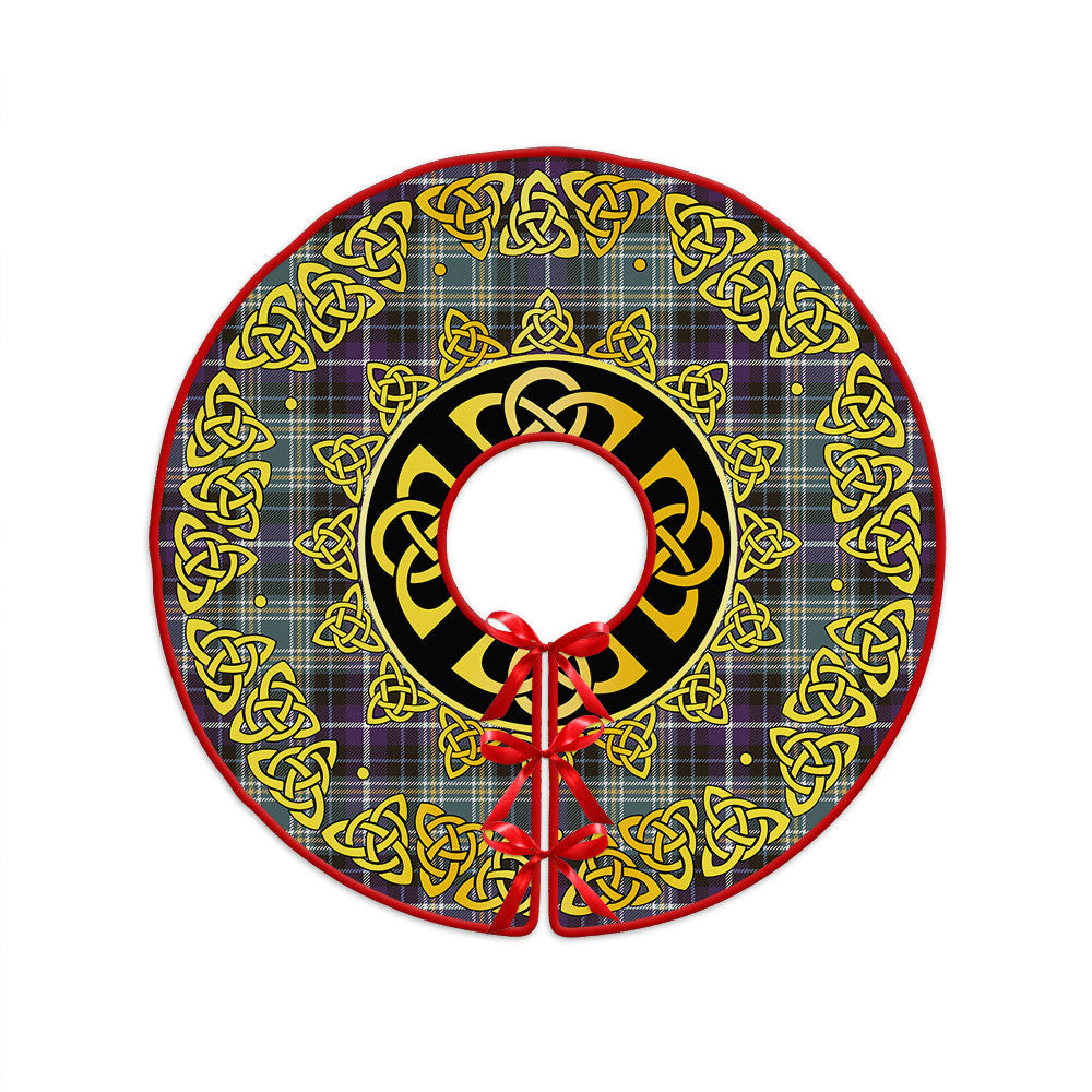 ScotsTee Shop Scottish MacKellar Weathered Clan Crest Tartan Christmas Tree Skirt Golden Celtic Heritage