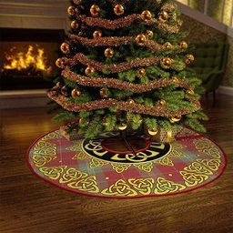 ScotsTee Shop Scottish Maver Weathered Clan Crest Tartan Christmas Tree Skirt Golden Celtic Heritage