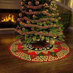 ScotsTee Shop Scottish Maxtone Clan Crest Tartan Christmas Tree Skirt Golden Celtic Heritage