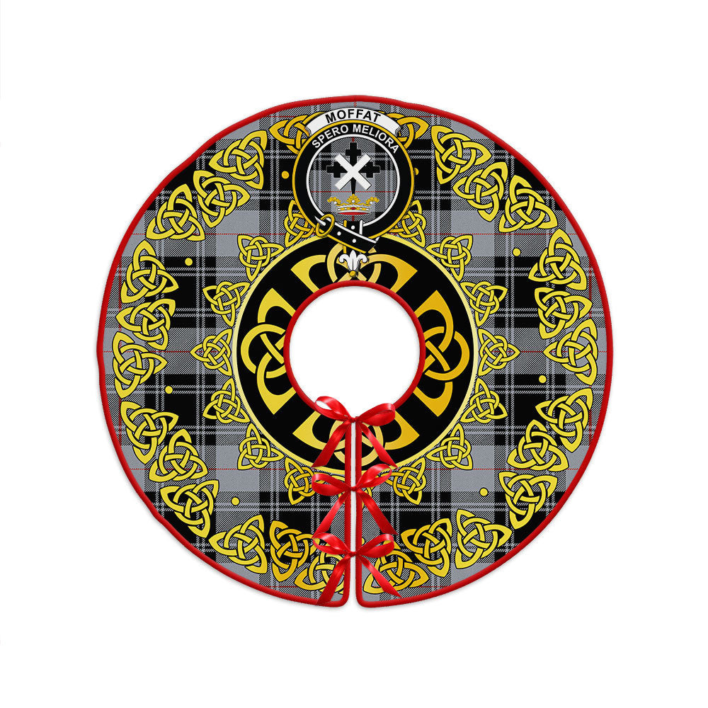 ScotsTee Shop Scottish Moffat Ancient Clan Crest Tartan Christmas Tree Skirt Golden Celtic Heritage