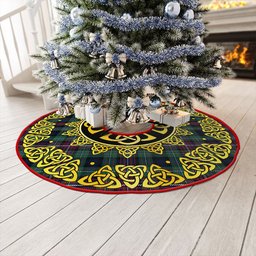 ScotsTee Shop Scottish Rankin (Dalgliesh) Modern Clan Crest Tartan Christmas Tree Skirt Golden Celtic Heritage