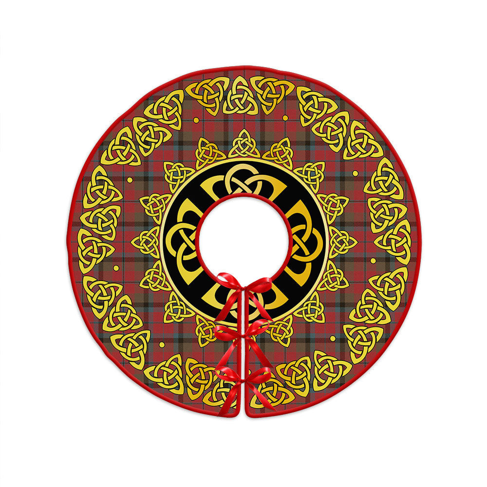 ScotsTee Shop Scottish MacNaughton Weathered Clan Crest Tartan Christmas Tree Skirt Golden Celtic Heritage