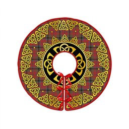ScotsTee Shop Scottish MacNaughton Weathered Clan Crest Tartan Christmas Tree Skirt Golden Celtic Heritage
