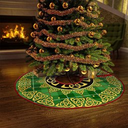 ScotsTee Shop Scottish Clephan (or Clephane) Clan Crest Tartan Christmas Tree Skirt Golden Celtic Heritage