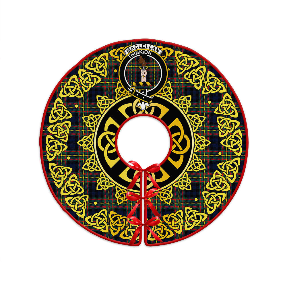 ScotsTee Shop Scottish MacLellan Modern Clan Crest Tartan Christmas Tree Skirt Golden Celtic Heritage