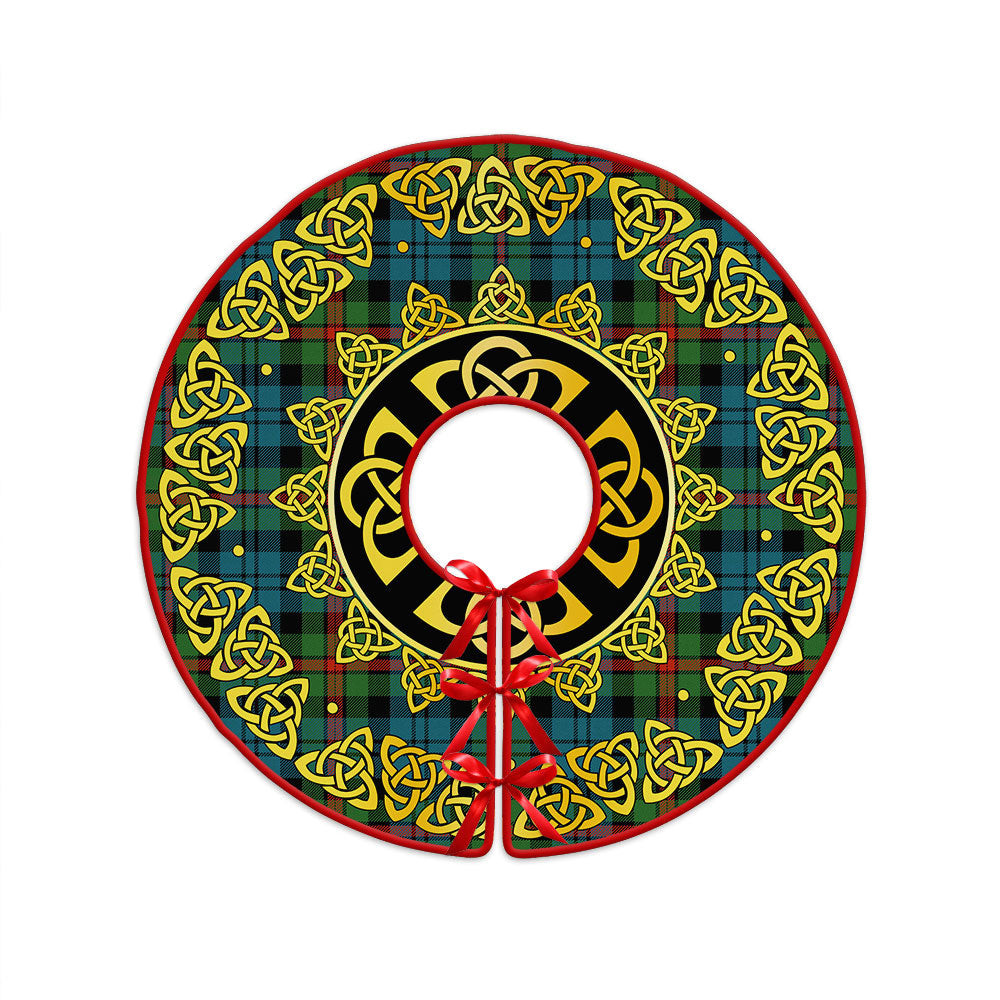 ScotsTee Shop Scottish MacKinlay Ancient Clan Crest Tartan Christmas Tree Skirt Golden Celtic Heritage