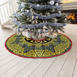 ScotsTee Shop Scottish MacIsaac Weathered Clan Crest Tartan Christmas Tree Skirt Golden Celtic Heritage