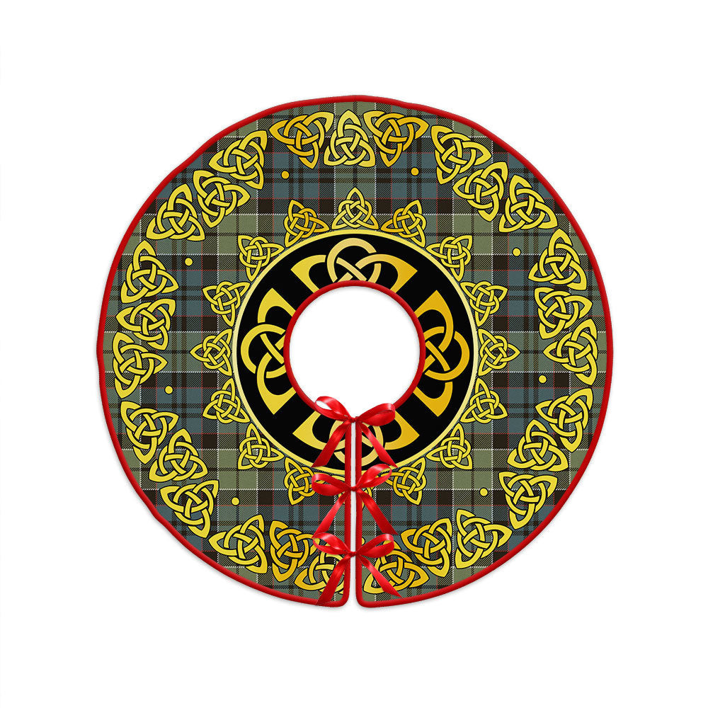 ScotsTee Shop Scottish MacIsaac Weathered Clan Crest Tartan Christmas Tree Skirt Golden Celtic Heritage
