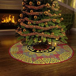 ScotsTee Shop Scottish Strang Weathered Clan Crest Tartan Christmas Tree Skirt Golden Celtic Heritage
