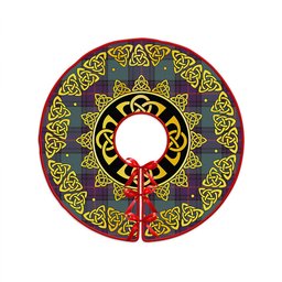 ScotsTee Shop Scottish Shaw Weathered Clan Crest Tartan Christmas Tree Skirt Golden Celtic Heritage