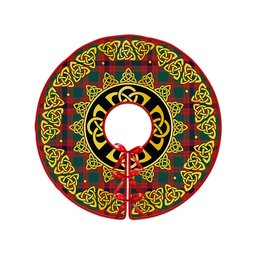 ScotsTee Shop Scottish Skene Modern Clan Crest Tartan Christmas Tree Skirt Golden Celtic Heritage