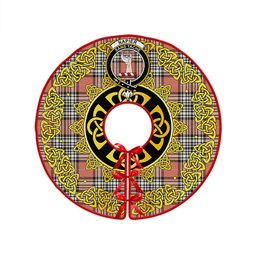 ScotsTee Shop Scottish Napier Rose Weathered Clan Crest Tartan Christmas Tree Skirt Golden Celtic Heritage