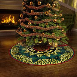 ScotsTee Shop Scottish Stewart Hunting Modern Clan Crest Tartan Christmas Tree Skirt Golden Celtic Heritage