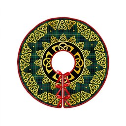ScotsTee Shop Scottish Stewart Hunting Modern Clan Crest Tartan Christmas Tree Skirt Golden Celtic Heritage