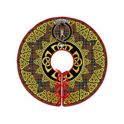 ScotsTee Shop Scottish MacLellan Weathered Clan Crest Tartan Christmas Tree Skirt Golden Celtic Heritage