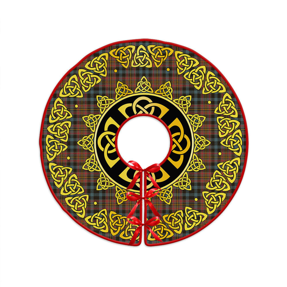 ScotsTee Shop Scottish MacLellan Weathered Clan Crest Tartan Christmas Tree Skirt Golden Celtic Heritage