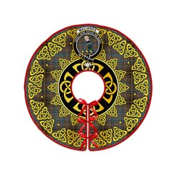 ScotsTee Shop Scottish MacInnes Weathered Clan Crest Tartan Christmas Tree Skirt Golden Celtic Heritage