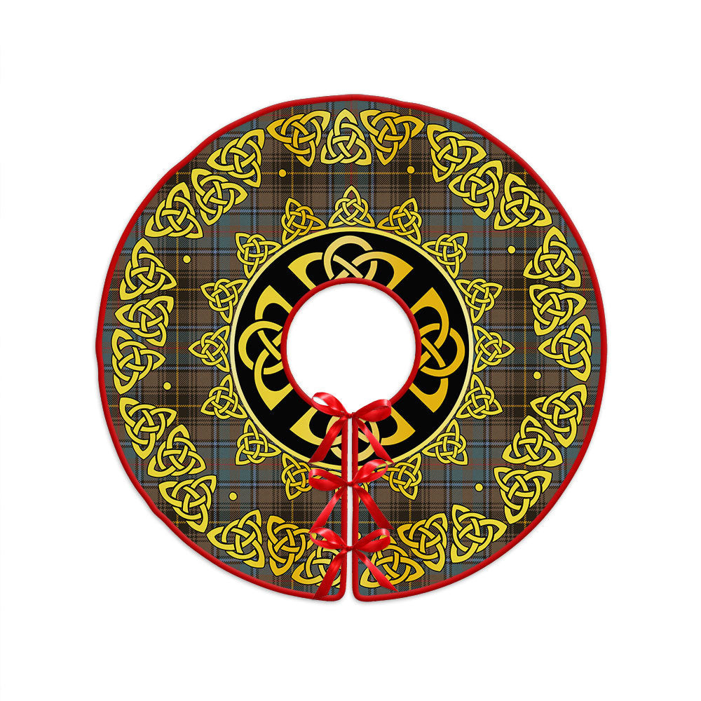 ScotsTee Shop Scottish MacInnes Weathered Clan Crest Tartan Christmas Tree Skirt Golden Celtic Heritage