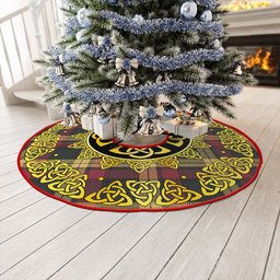 ScotsTee Shop Scottish MacMillan Weathered Clan Crest Tartan Christmas Tree Skirt Golden Celtic Heritage