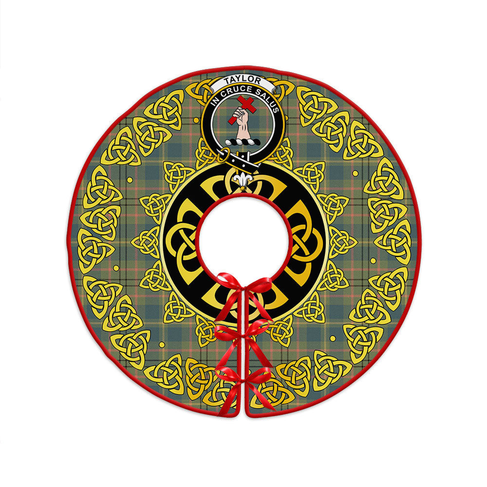 ScotsTee Shop Scottish Taylor Ancient Clan Crest Tartan Christmas Tree Skirt Golden Celtic Heritage