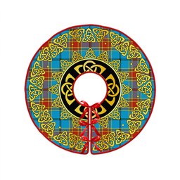 ScotsTee Shop Scottish Traill (Trayle) Weathered Clan Crest Tartan Christmas Tree Skirt Golden Celtic Heritage