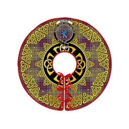ScotsTee Shop Scottish Bowie Weathered Clan Crest Tartan Christmas Tree Skirt Golden Celtic Heritage