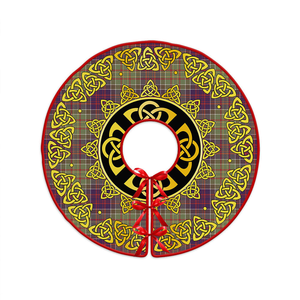 ScotsTee Shop Scottish Bowie Weathered Clan Crest Tartan Christmas Tree Skirt Golden Celtic Heritage