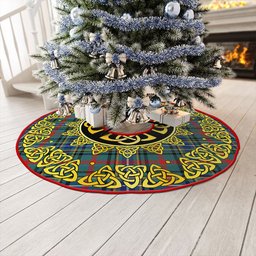 ScotsTee Shop Scottish Bisset Modern Clan Crest Tartan Christmas Tree Skirt Golden Celtic Heritage